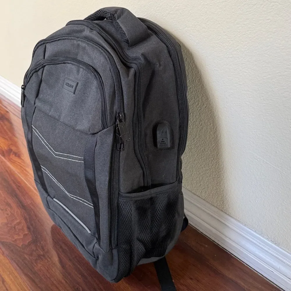 Bikrod Travel Backpack w USB Charging Port Fits 15.6 Inch Laptop Water Resistant